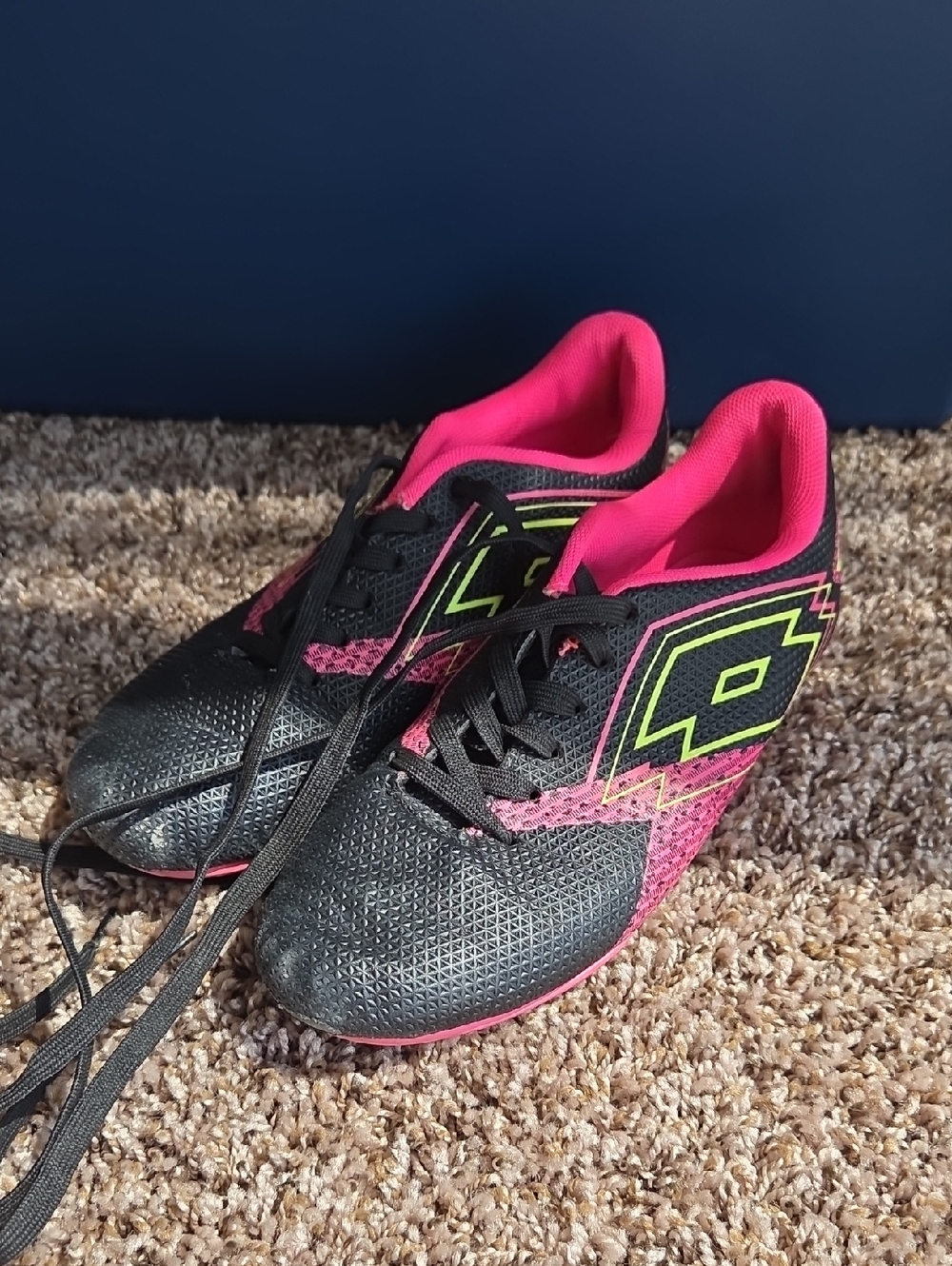 Kids Pink & Black Soccer Cleats by Lotto